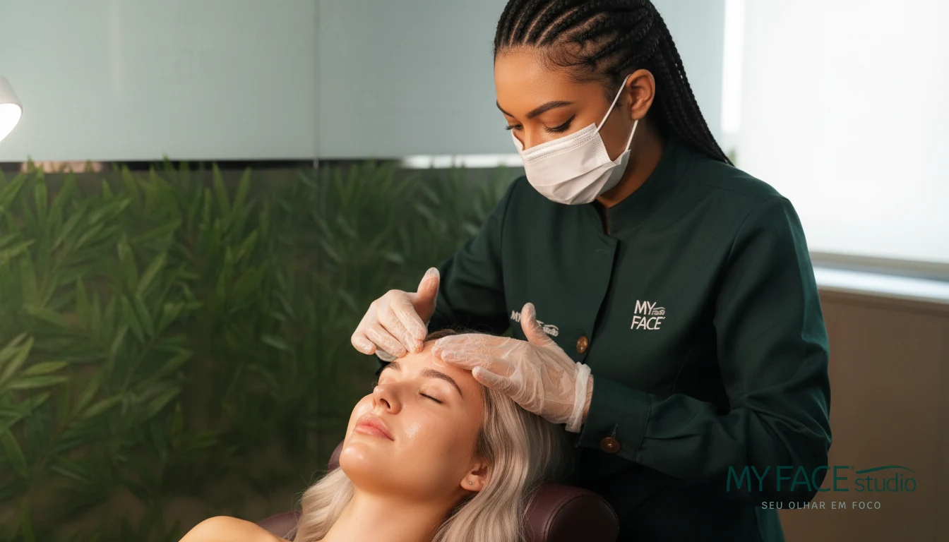 Pele luminosa e renovada após peeling coreano no My Face Studio.